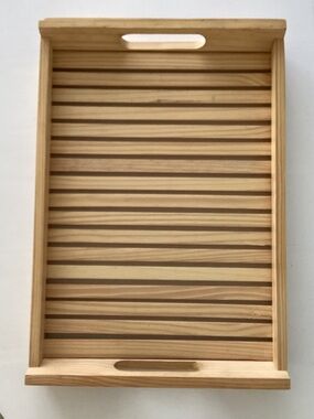 Crate&Barrel Natural Wood Slatted Serving Tray